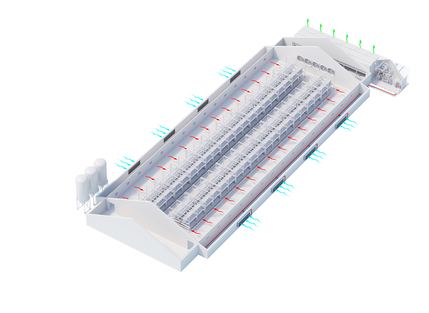Leghennenstal met InnoClean en InnoHeat